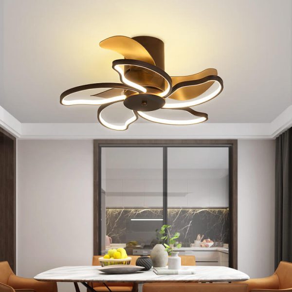 Nordic Minimalist Petal Shaped LED Semi-Flush Mount Ceiling Fan Light - Image 20