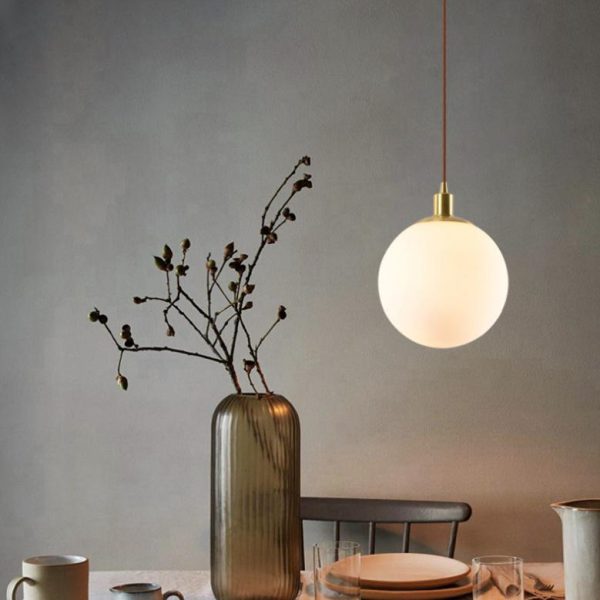 Nordic Minimalist Milky White Glass Ball 1-Light Pendant Light - Image 13