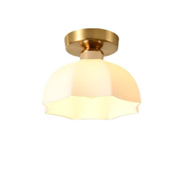 Scandinavian Modern Minimalist Iron Glass Ceramic Flower Diamond 1-Light Semi-Flush Mount Ceiling Light - Image 9