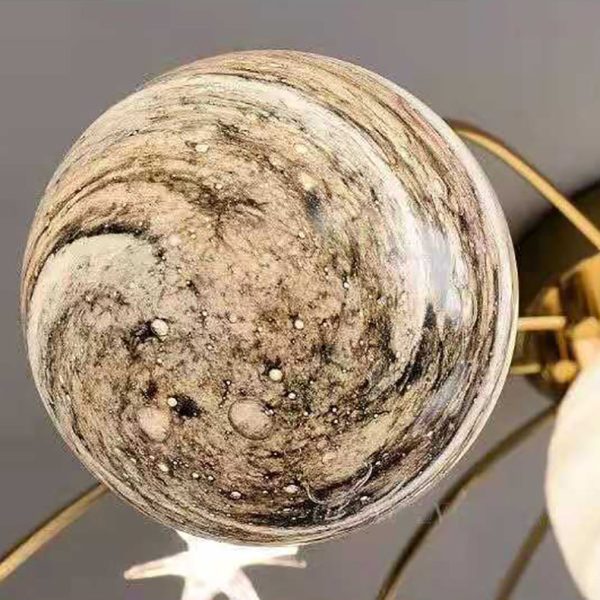 Contemporary Nordic Kids Iron Glass Ball Earth Planet 13-Light Semi-Flush Mount Ceiling Light For Bedroom - Image 7