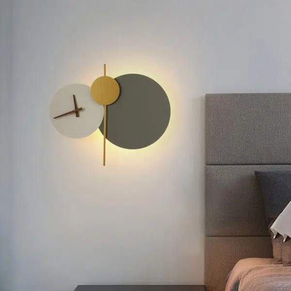 Modern Minimalist Round Iron Acrylic LED Clock Wall Sconce Lamp - Image 14