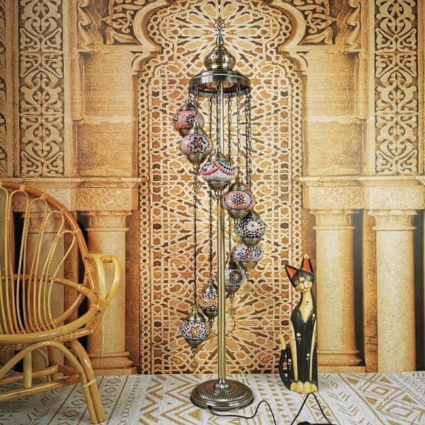 Retro Turkish Moroccan Globe 9-Light Standing Floor Lamp - Image 26