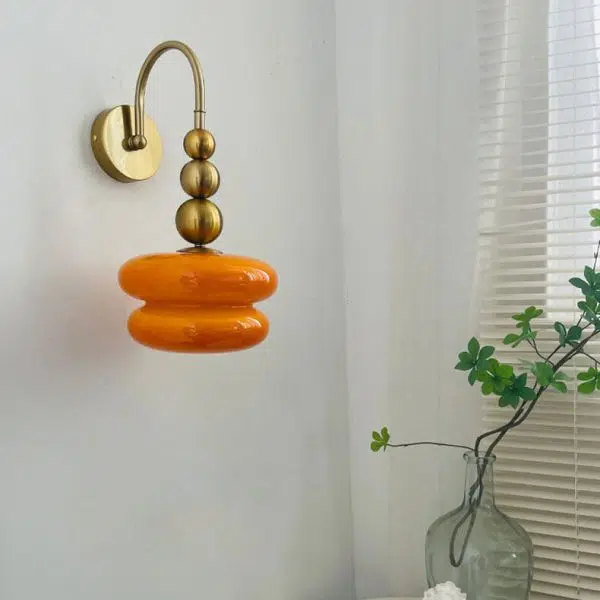 Macaron Cream Gourd Design Glass Shade 1-Light Wall Sconce Lamp - Image 10