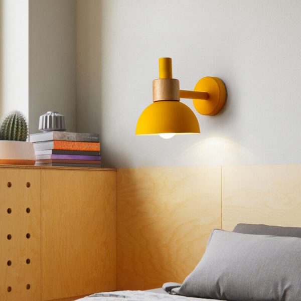 Modern Classic Macaron Solid Color Wood Iron 1-Light Wall Sconce Lamp - Image 4