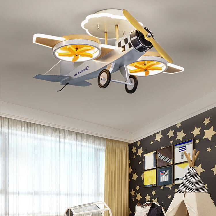 05-a85d9e12-d1ac-42f7-8fbc-2c4b4bf7342c.jpg Creative Cartoon Airplane Iron Acrylic LED Kids Semi-Flush Mount Ceiling Light - Image 1