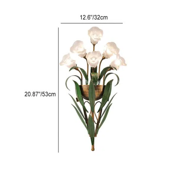 Modern Minimalist Glass Flower 6/10-Light Wall Sconce Lamp - Image 3