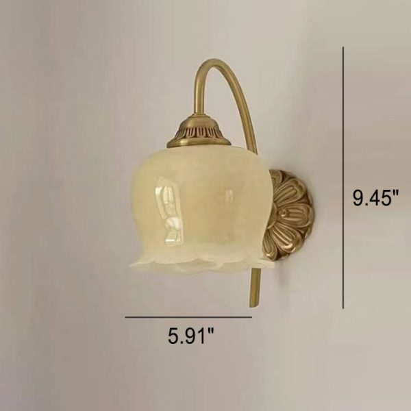 Vintage Cream Petal Resin Copper Iron 1-Light Wall Sconce Lamp - Image 5