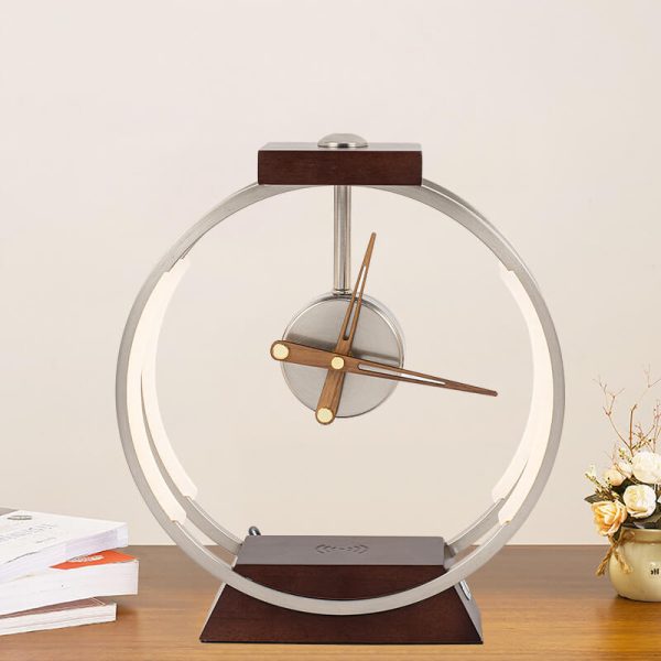Modern Luxury Clock Design Wireless Charging LED Touch Table Lamp - Image 3