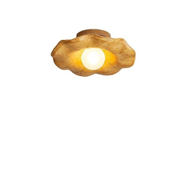 Japanese Wabi-sabi Lotus Leaf Resin 1-Light Semi-Flush Mount Ceiling Light - Image 15