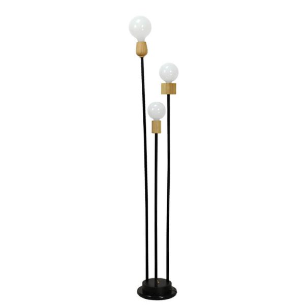 Industrial Retro Iron Black-Finished Frame Glass Ball 3-Light Standing Floor Lamp - Image 13