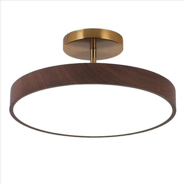 Japanese Wabi-sabi Minimalist Wood Grain Round LED Semi-Flush Mount Light - Image 17