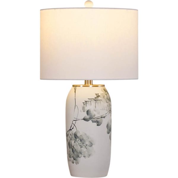 Modern Chinese Ink Painting Ceramic Fabric 1-Light Table Lamp - Image 4