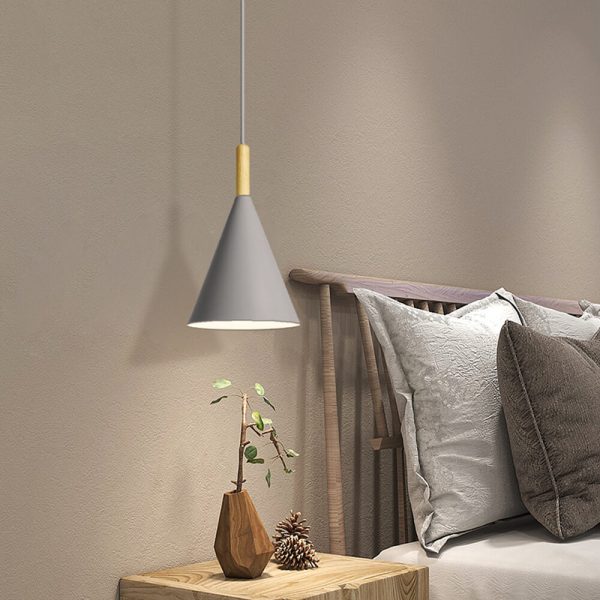 Nordic Minimalist Macaron Cone Wood 1-Light Pendant Light - Image 11