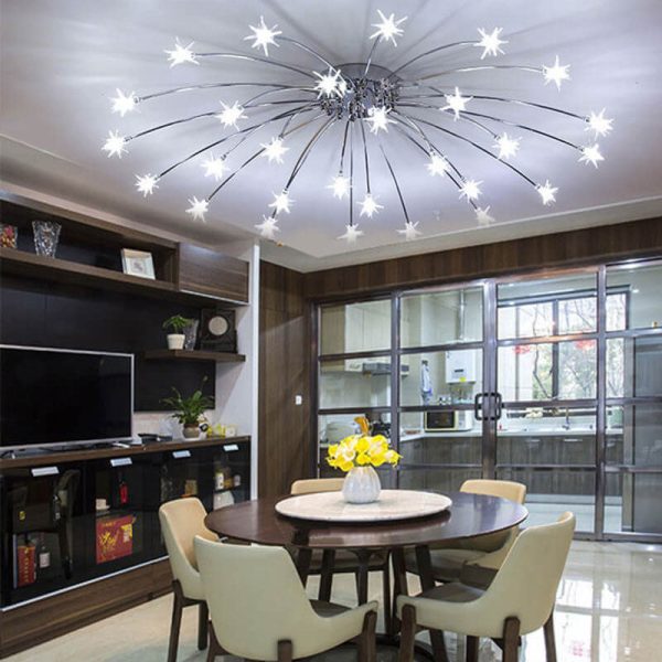 Contemporary Creative Full Of Star Iron 12/21/28 Light Flush Mount Ceiling Light For Living Room - Image 15