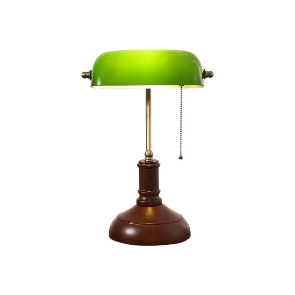 Vintage Solid Wood Glass Bank Zipper 1-Light Table Lamp - Image 11