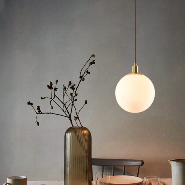Nordic Minimalist White Orb 1-Light Pendant Light - Image 3