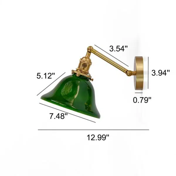 Vintage Green Glass Brass 1-Light Wall Sconce Lamp - Image 4