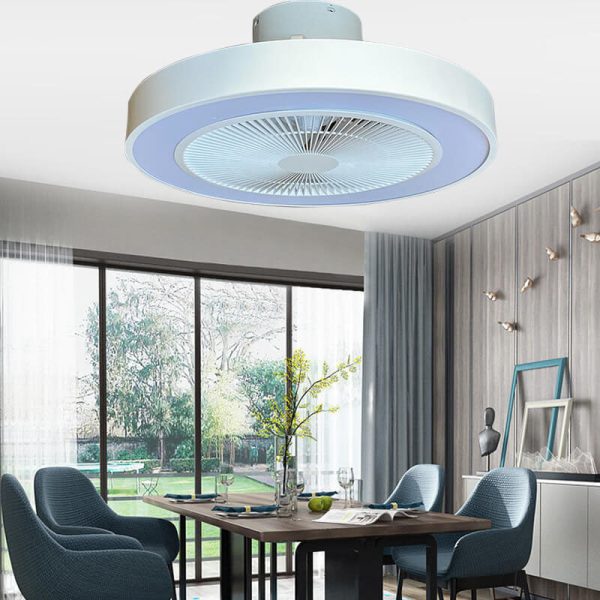 Modern Minimalist Solid Color Iron Copper LED Flush Mount Ceiling Fan Light - Image 25