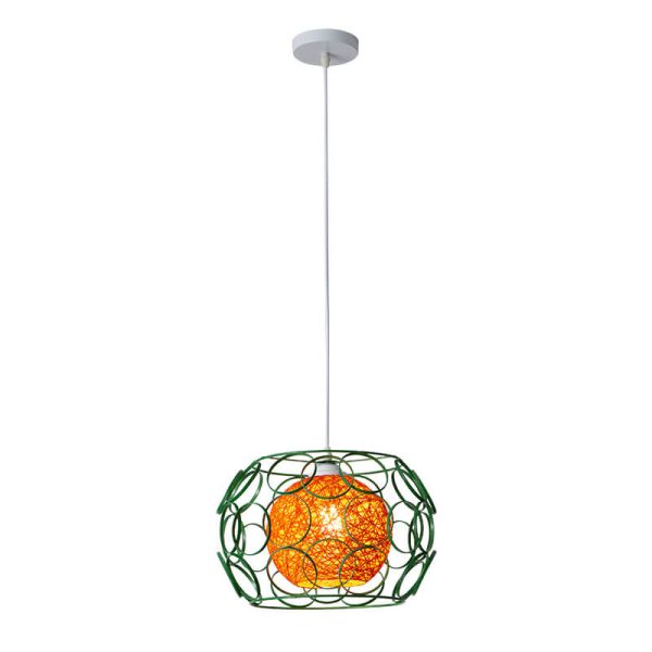 Nordic Creative Weaving Hemp Ball Iron Drum 1-Light Pendant Light - Image 10