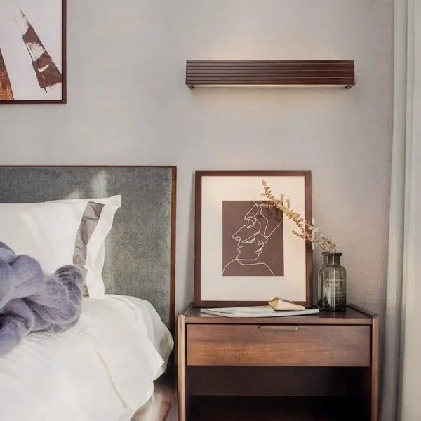 Traditional Chinese Striped Wood Cuboid LED Vanity Mirror Front Wall Sconce Lamp For Bathroom - Image 19