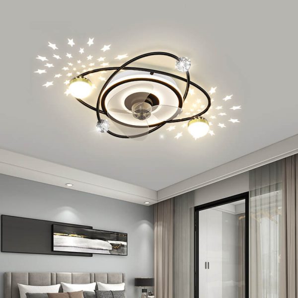 Modern Light Luxury Ring Star Effect LED Invisible Flush Mount Ceiling Fan Light - Image 11