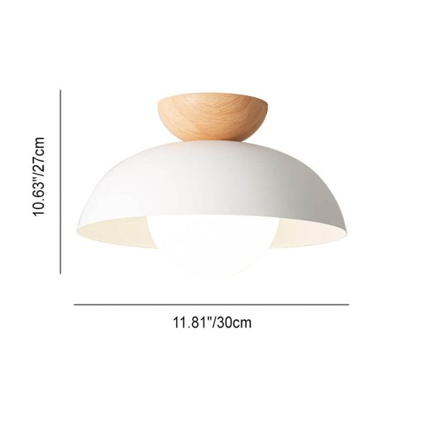 Nordic Minimalist Round Dome Iron Glass 1-Light Semi-Flush Mount Ceiling Light - Image 4
