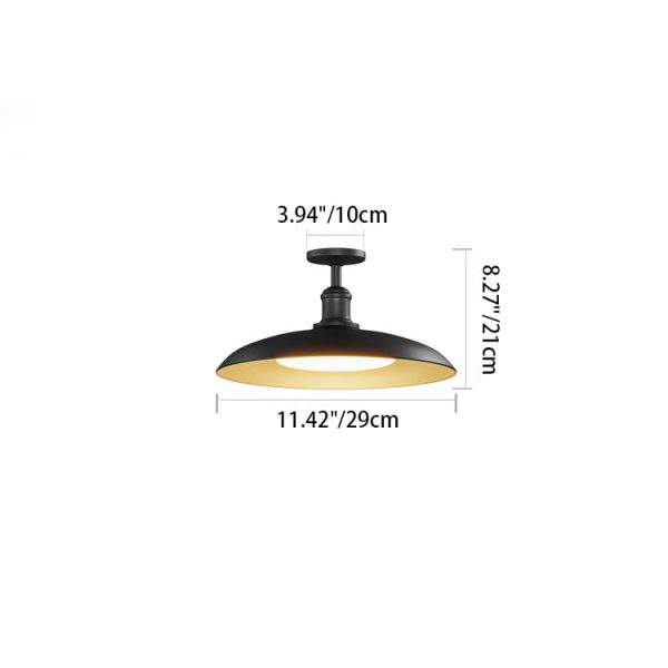 Contemporary Scandinavian Carbonized Steel Round Waterproof 1-Light Semi-Flush Mount Ceiling Light For Outdoor Patio - Image 5