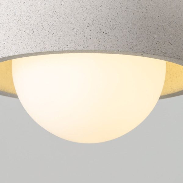 Contemporary Scandinavian Cement Dome Glass Shade 1-Light Pendant Light For Bedroom - Image 9