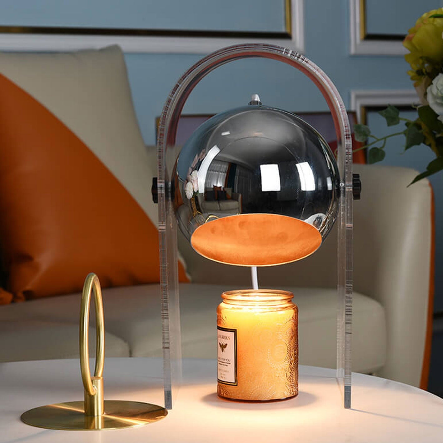 05-eec4cf97-c6bd-47bb-9f43-f7522618a3b9.jpg Vintage Acrylic Glass Dome Shade Aromatherapy Melting Wax Table Lamp - Image 1