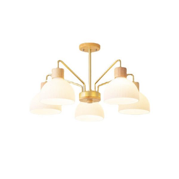 Nordic Vintage Wooden Glass Dome Shade 3/5 Light Chandelier - Image 7