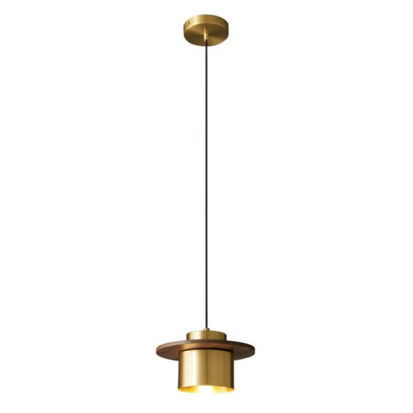 Nordic Luxury Walnut Brass Column 1-Light Pendant Light - Image 10