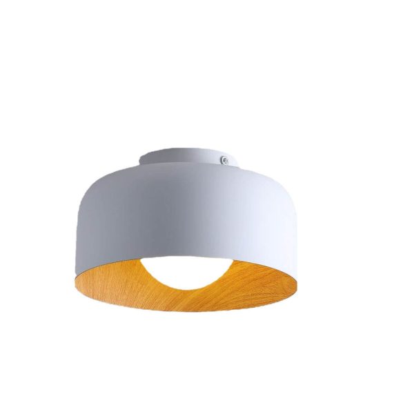 Minimalist Dome Wood Grain Iron 1-Light Semi- Flush Mount Ceiling - Image 7