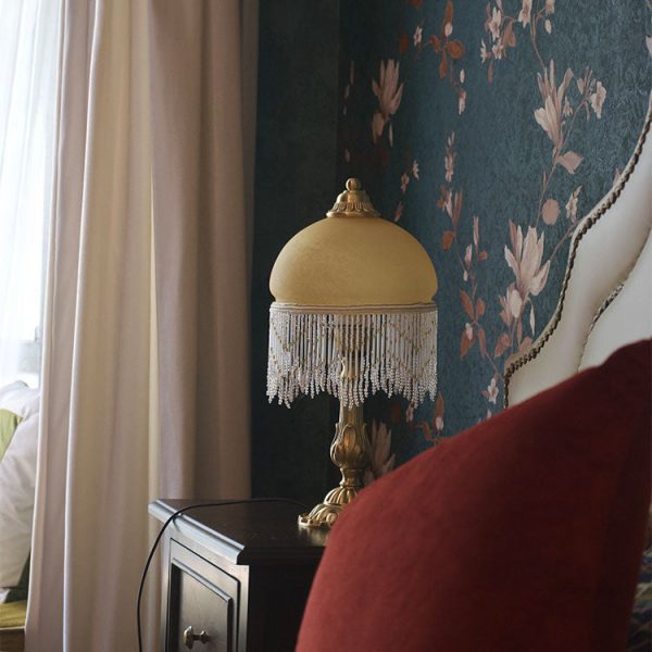 Vintage Bohemian Glass Dome Tassel 1-Light Table Lamp - Image 5