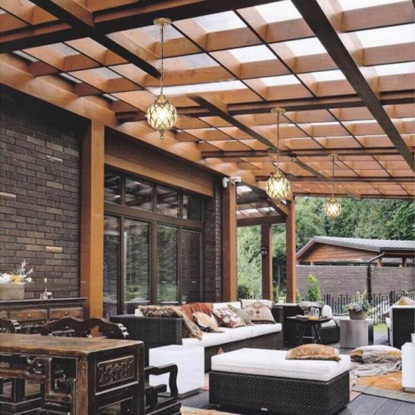 European Vintage Round Ball Die-Cast Aluminum Glass Waterproof Outdoor 1-Light Pendant Light - Image 11