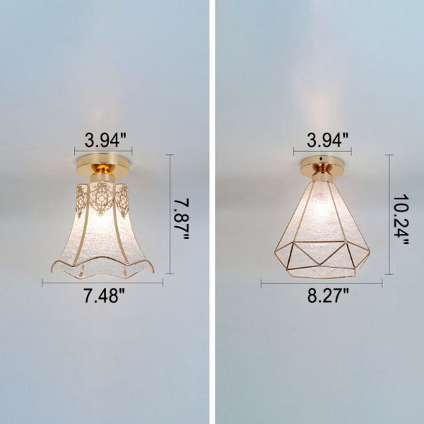 European Light Luxury Glass Gold 1-Light Semi-Flush Mount Ceiling Light - Image 13