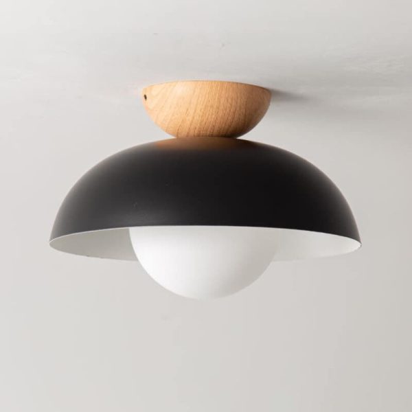 Modern Simple Wrought Iron Log Bowl-Shaped 1-Light Semi-Flush Mount Ceiling Light - Image 8