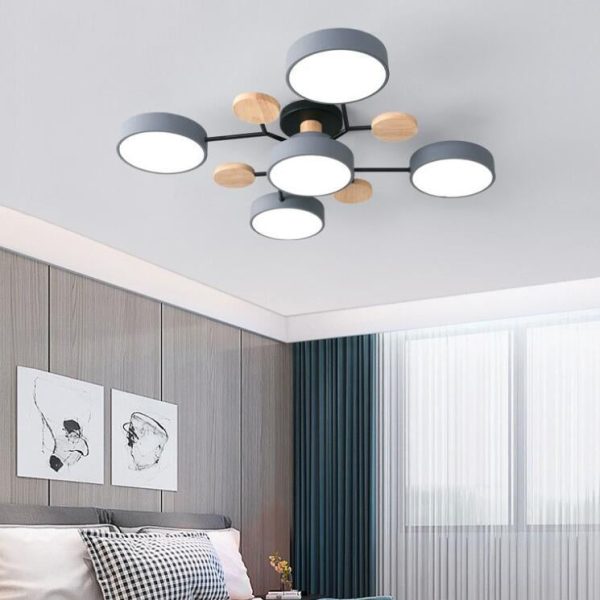 Contemporary Scandinavian Round Molecule Branch Design LED Semi-Flush Mount Ceiling Light For Living Room - Image 4