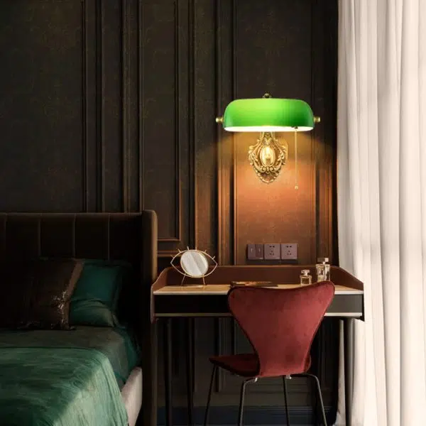 Retro Copper Green Glass Shade 1-Light Wall Sconce Lamp - Image 10