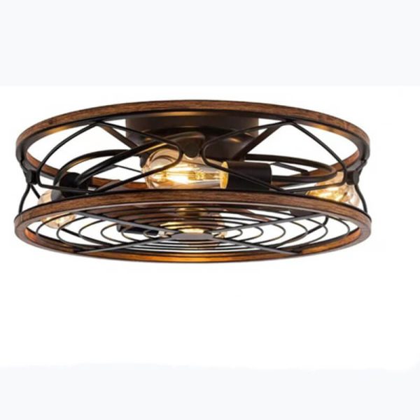 Nordic Industrial Wrought Iron Cylinder 4-Light Flush Mount Ceiling Invisible Fan Light - Image 9