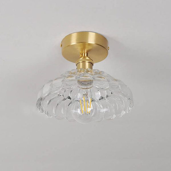 Vintage Brass Glass Dome 1-Light Semi-Flush Mount Ceiling Light - Image 10