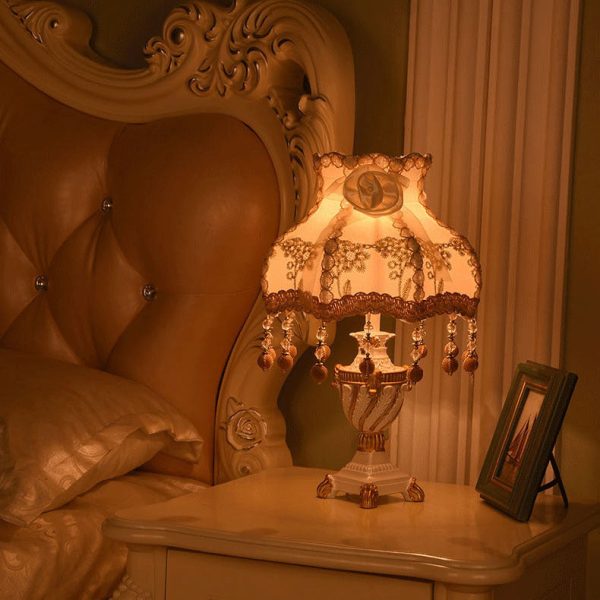 European Luxury  Fabric Lace Resin 1-Light Table Lamp - Image 28