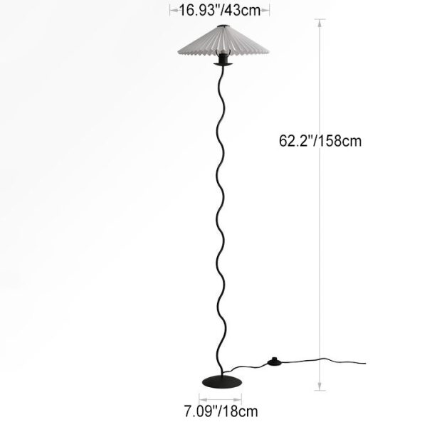 Vintage Fabric Pleated Shade 1-Light Standing Floor Lamp - Image 8