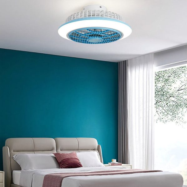 Modern Minimalist Round Cage Iron Acrylic LED Flush Mount Ceiling Fan Light - Image 4