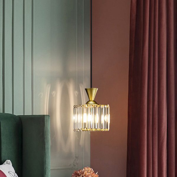 Contemporary Luxury Radiant Prismatic Clear Crystal Shade 1-Light Pendant Light For Living Room - Image 4