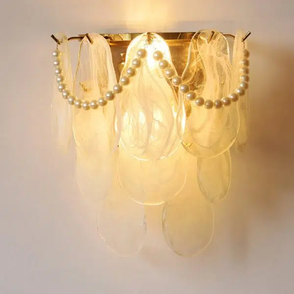 French Light Luxury Glass Shell Pearl 2-Light Wall Sconce Lamp - Image 16