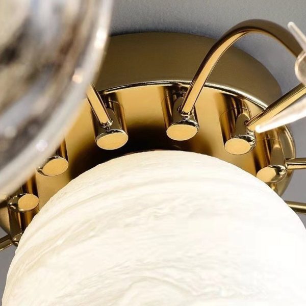 Contemporary Nordic Kids Iron Glass Ball Earth Planet 13-Light Semi-Flush Mount Ceiling Light For Bedroom - Image 6