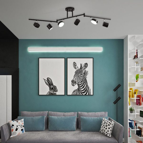 Modern Creative Rotating Track Spotlight LED Semi-Flush Mount Ceiling Light - Image 20