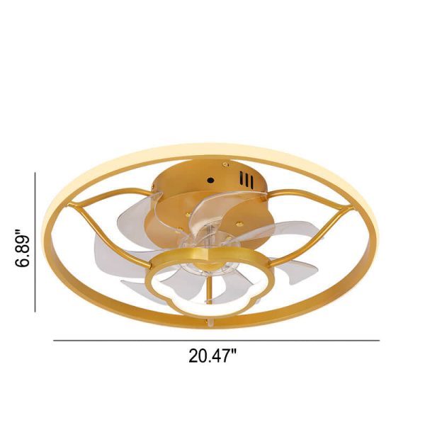 Gold Light Luxury Line Pattern Acrylic LED Flush Mount Ceiling Fan Light - Image 4