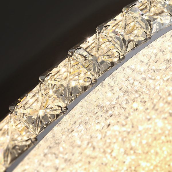Modern Luxury Stainless Steel Crystal Round Square Rectangular LED Flush Mount Ceiling Light For Living Room - Image 13