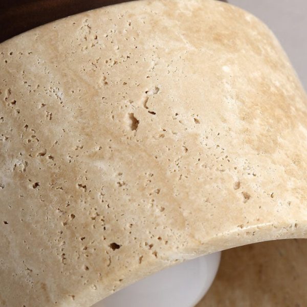 Japanese Minimalist Round Yellow Travertine Shade 1-Light Semi-Flush Mount Ceiling Light - Image 8